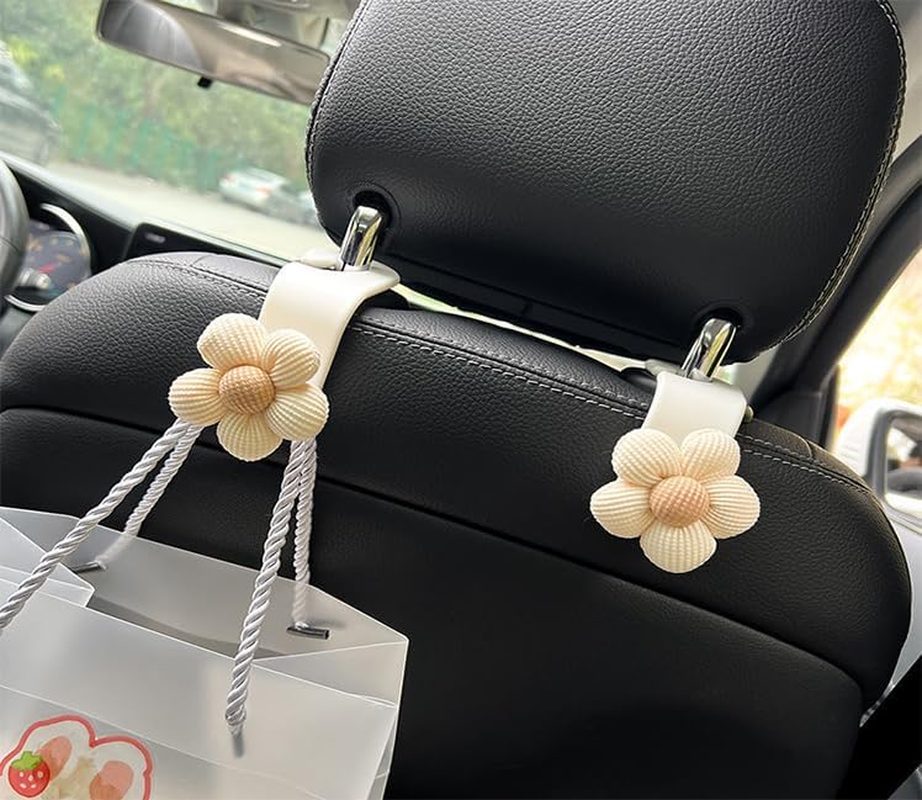 Flower Car Seat Headrest Hook Hanger, 1Pc Flower Portable Car Seat Back Hanger Car Seat Headrest Hook,Car Back Seat Headrest Hook,Vehicle Backseat Storage Organizer Hanger,Brown (1) image number 4