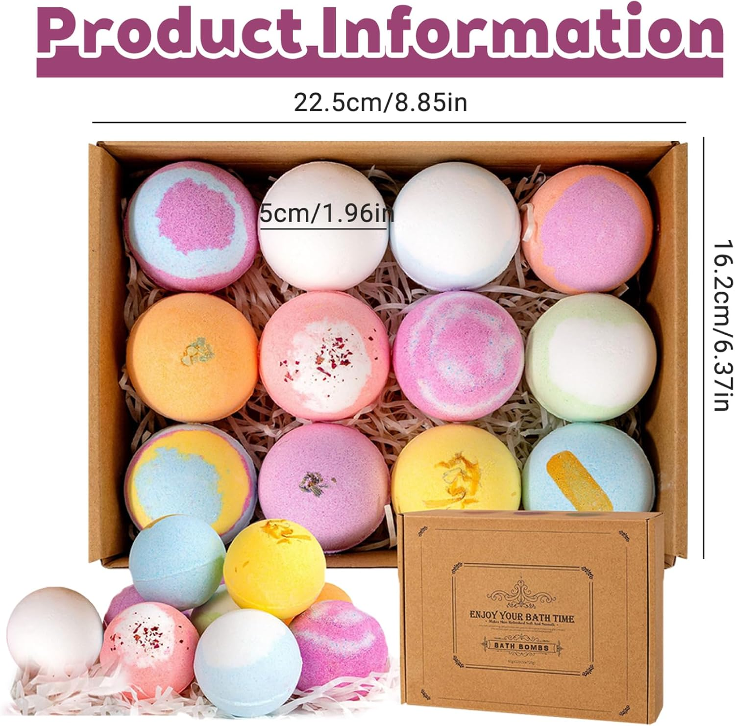 Bath Bombs, 6PCS 60G Natural Ingredient Shower Bombs Moisturizes Soothes the Skin, Relieve Stress Bath Bubbles SPA Essential for Women Gifts image number 2