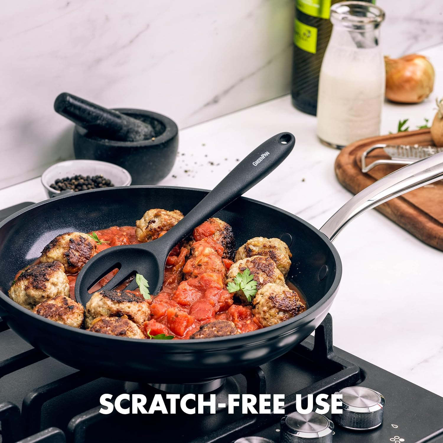 Greenpan Cooking Tools 5 Piece Utensil Set, Black image number 2