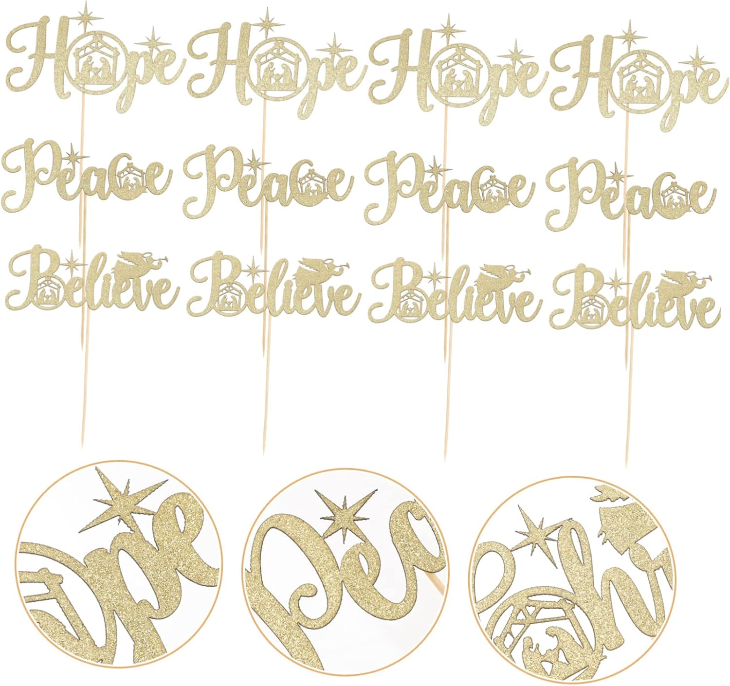 Unique Xmas Cake Picks Black Decorations Cupcake Toppers for Christmas Eve Dessert image number 2