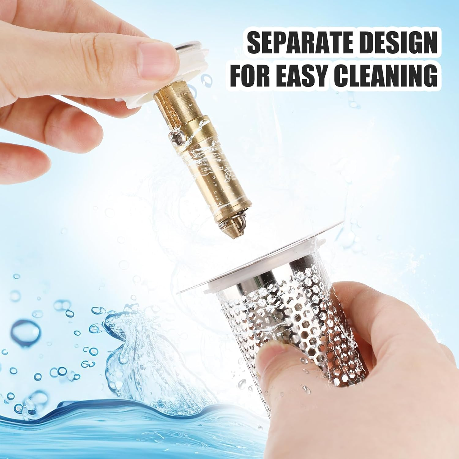 Stainless Steel Floor Drain Filter, Short-Styled Pop-Up Sink Drain Filter Multifunctional Bathtub Sink Drain Strainer Bathroom Sink Stopper for Kitchen Bathroom Supplies