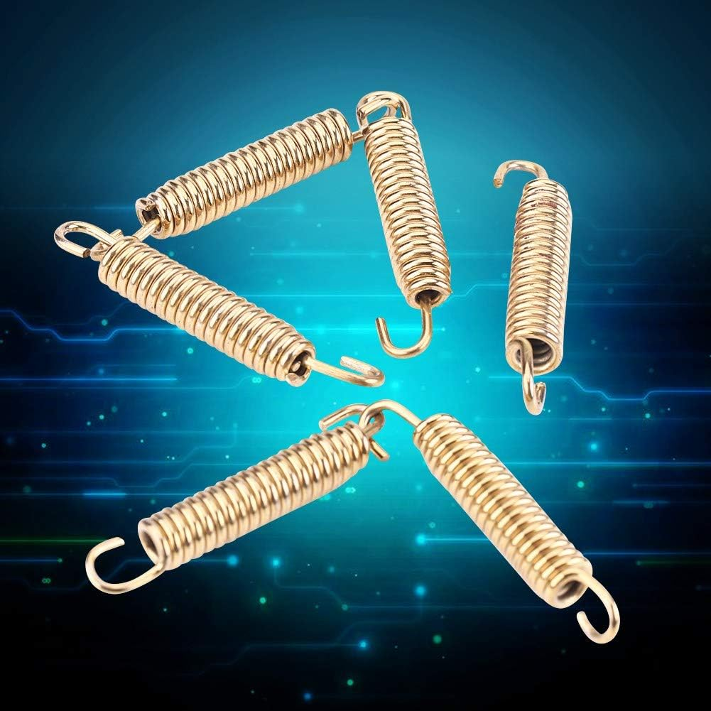 Qiilu 6Pcs 63Mm Stainless Exhaust Springs Universal Muffler Exhaust Pipe Springs Hooks for Motorcycle Motorbike Gold - Gold image number 5