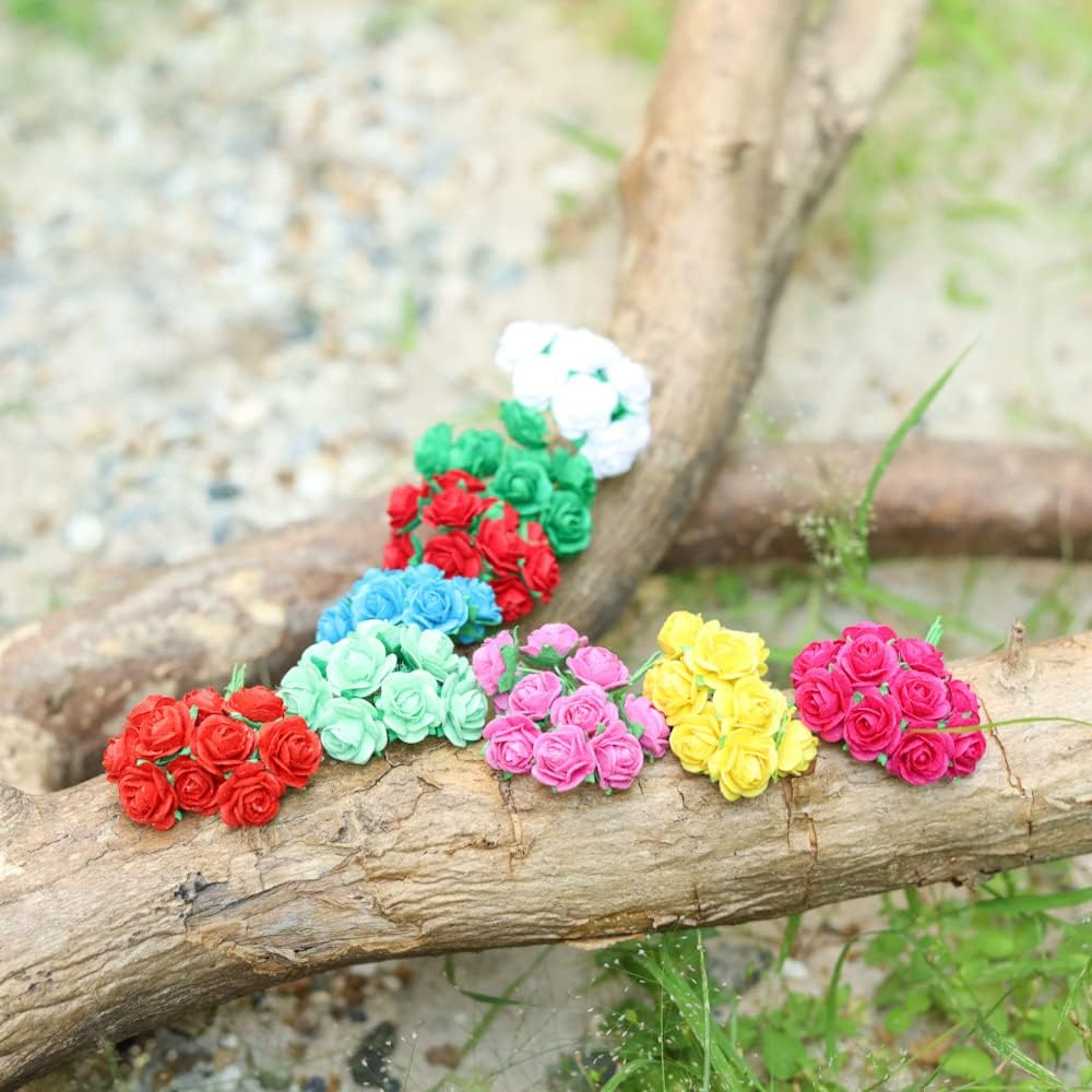 100 Mixed Color 10Mm Artificial Mulberry Paper Rose Flower Wedding Scrapbook 1.5Cm DIY Craft Scrapbook Pink Scrapbooking Bouquet Craft Stem Handmade Rose Valentines Anniversary Embellishment - Pastel Color image number 2