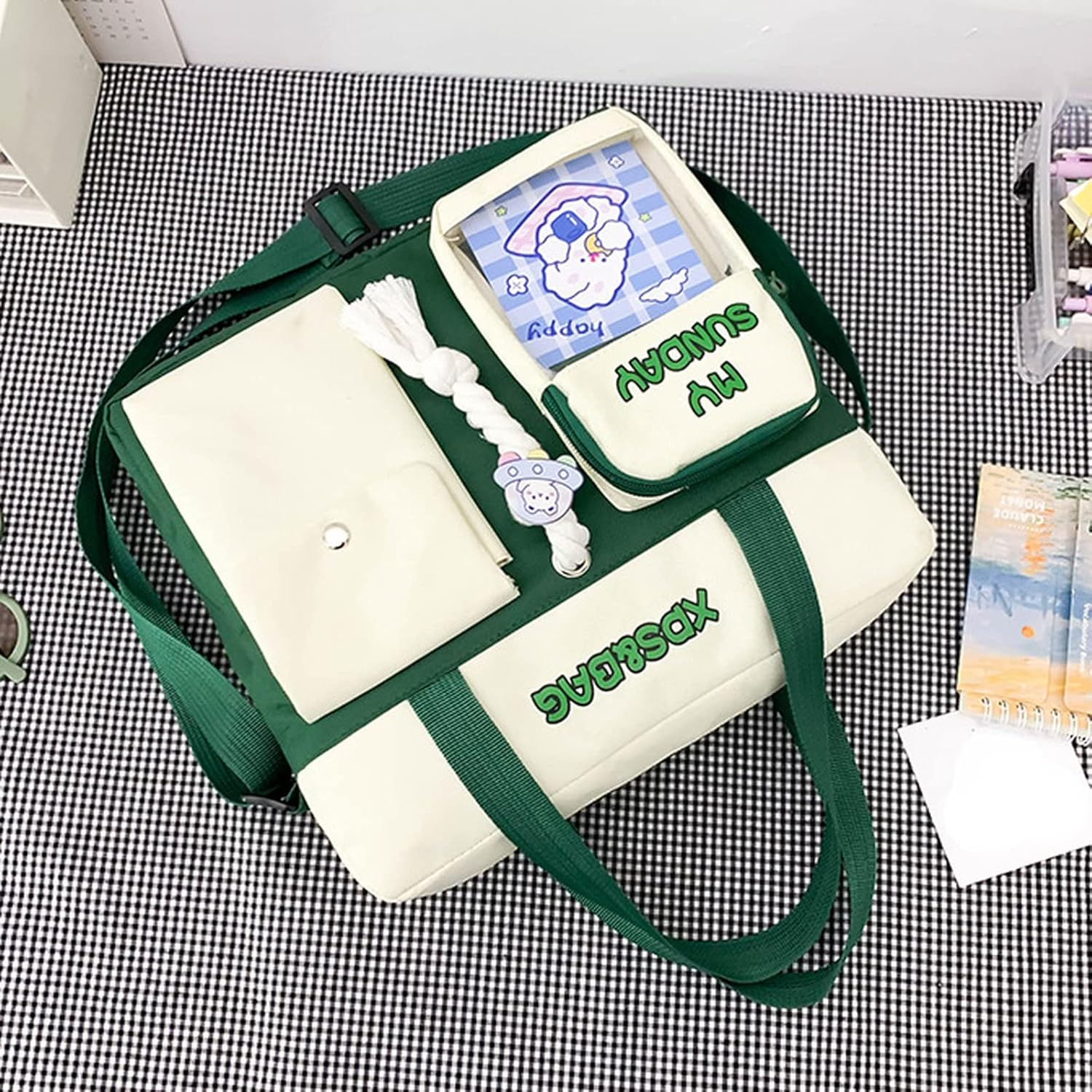 Aobiono Kawaii Backpack with Cute Pins Anime Japanese Ita Bag Aesthetic Handbag Shoulder Tote Messenger Crossbody JK Uniform image number 2