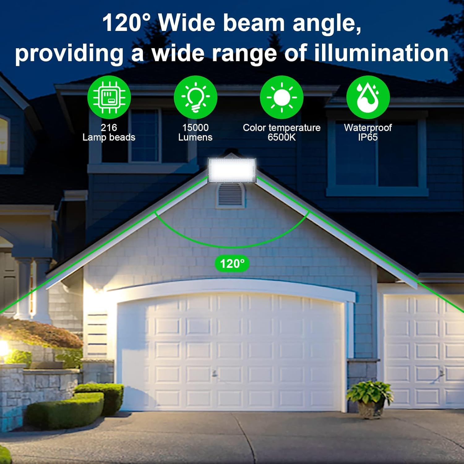 150W LED Flood Light Outdoor, Indmird 2PCS 15000LM LED Floodlight 6500K Daylight White Security Lights IP66 Waterproof Led Spot Light Led Work Light for Yard,Garage,Garden,Parking Lot, Park,Playground image number 5