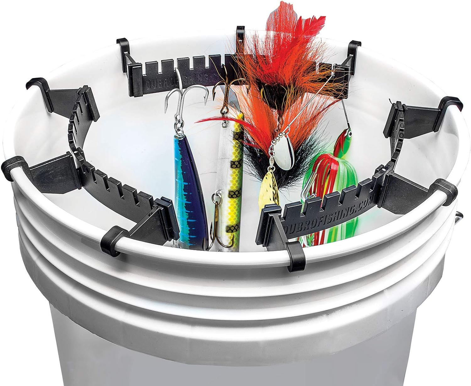 DU-BRO Bucket Fishing Lure Holder, Lure Hanger, and Organizer, Fishing Tool, Works with 5-Gallon Buckets, 3-Pack