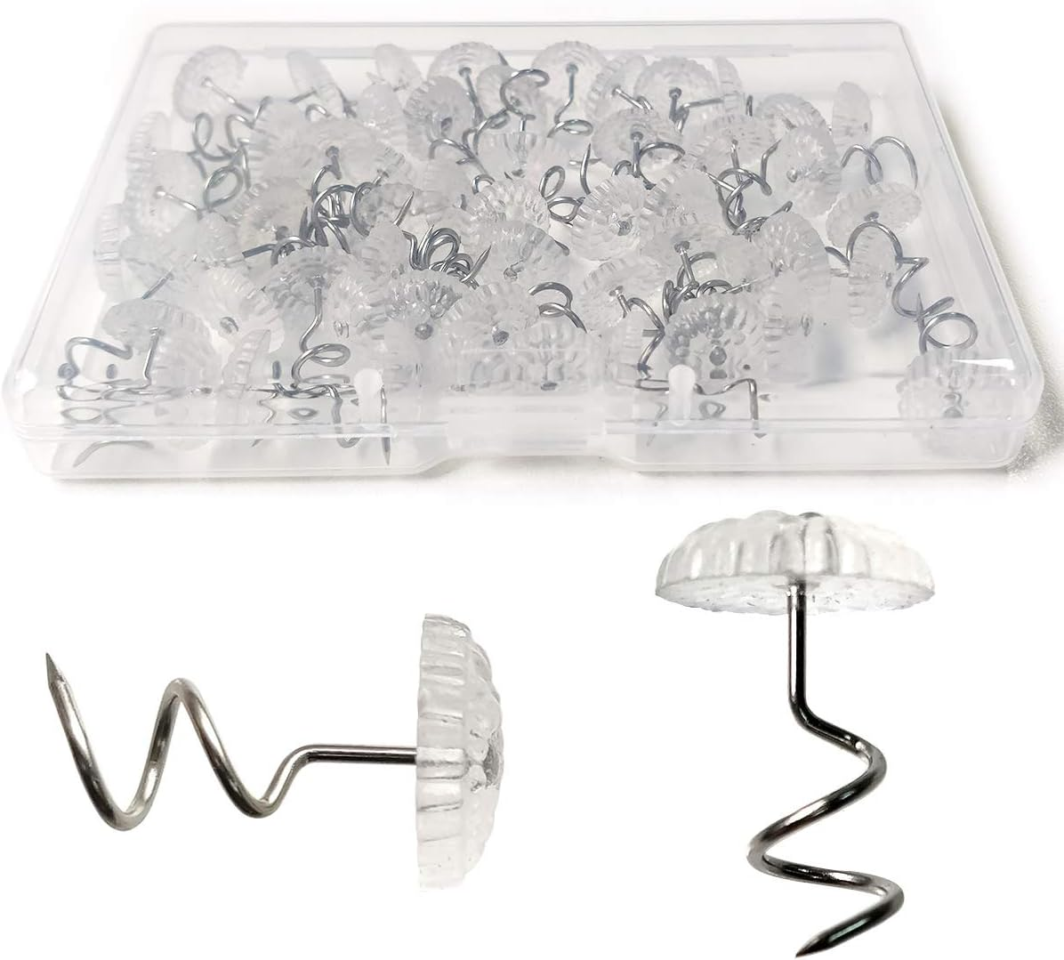 Twist Pins with Clear Heads, Ideas Bedskirt Pins for Holds Bedskirts, Drapes, Slipcovers and Other Fabric and Materials Securely in Place(Pack of 50)