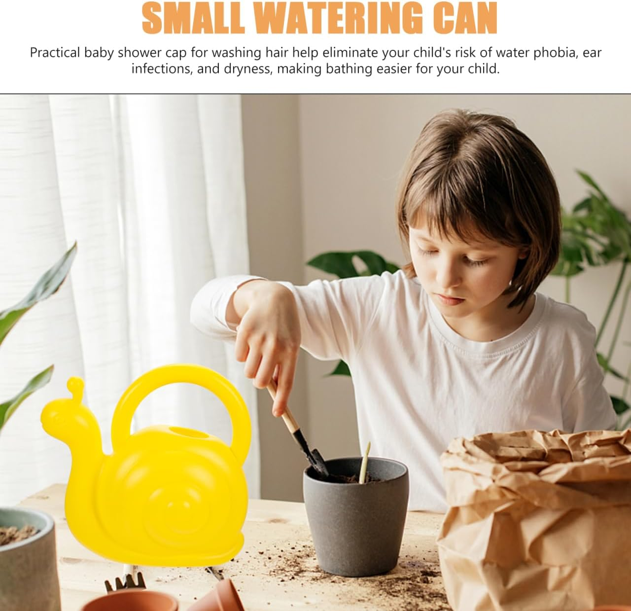 POPETPOP 2Pcs Snail Watering Can for Kids Indoor Watering Can Pot Plastic Cute Animal Watering Can Gardening Kettles for Flowers Plants Succulents Potted image number 4