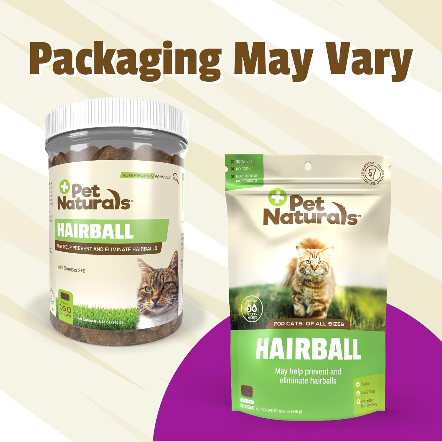 Pet Naturals of Vermont - Hairball, Daily Digestive, Skin and Coat Support for Cats, 160 Bite-Sized Chews image number 3