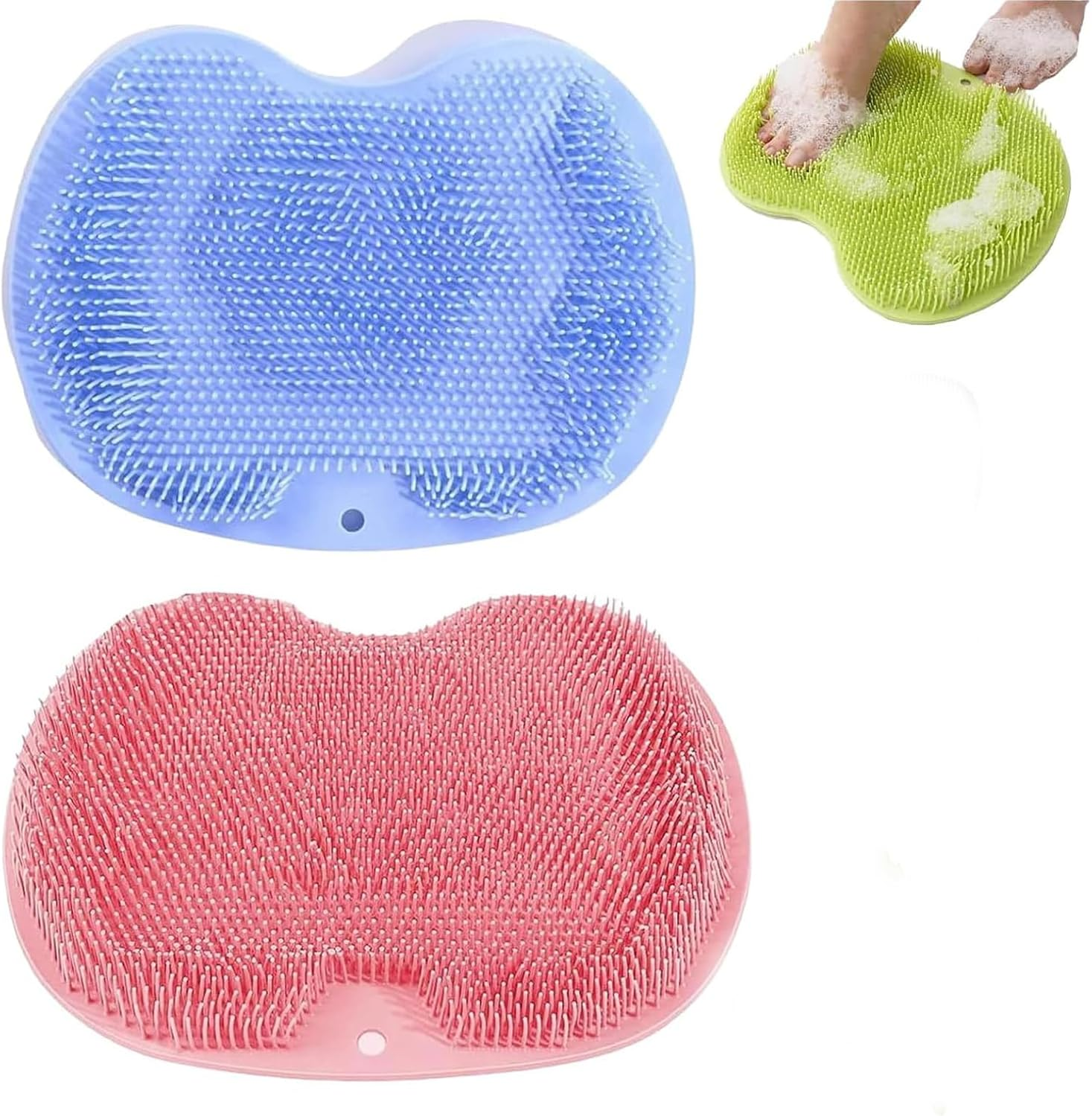 Solespa Hands-Free Silicone Foot Scrubber Mat, Shopellox Foot Scrubber, Foots Washer for Shower with Suction Cup Mount, for Cleaning Exfoliation Foot-Spa without Bending (B)