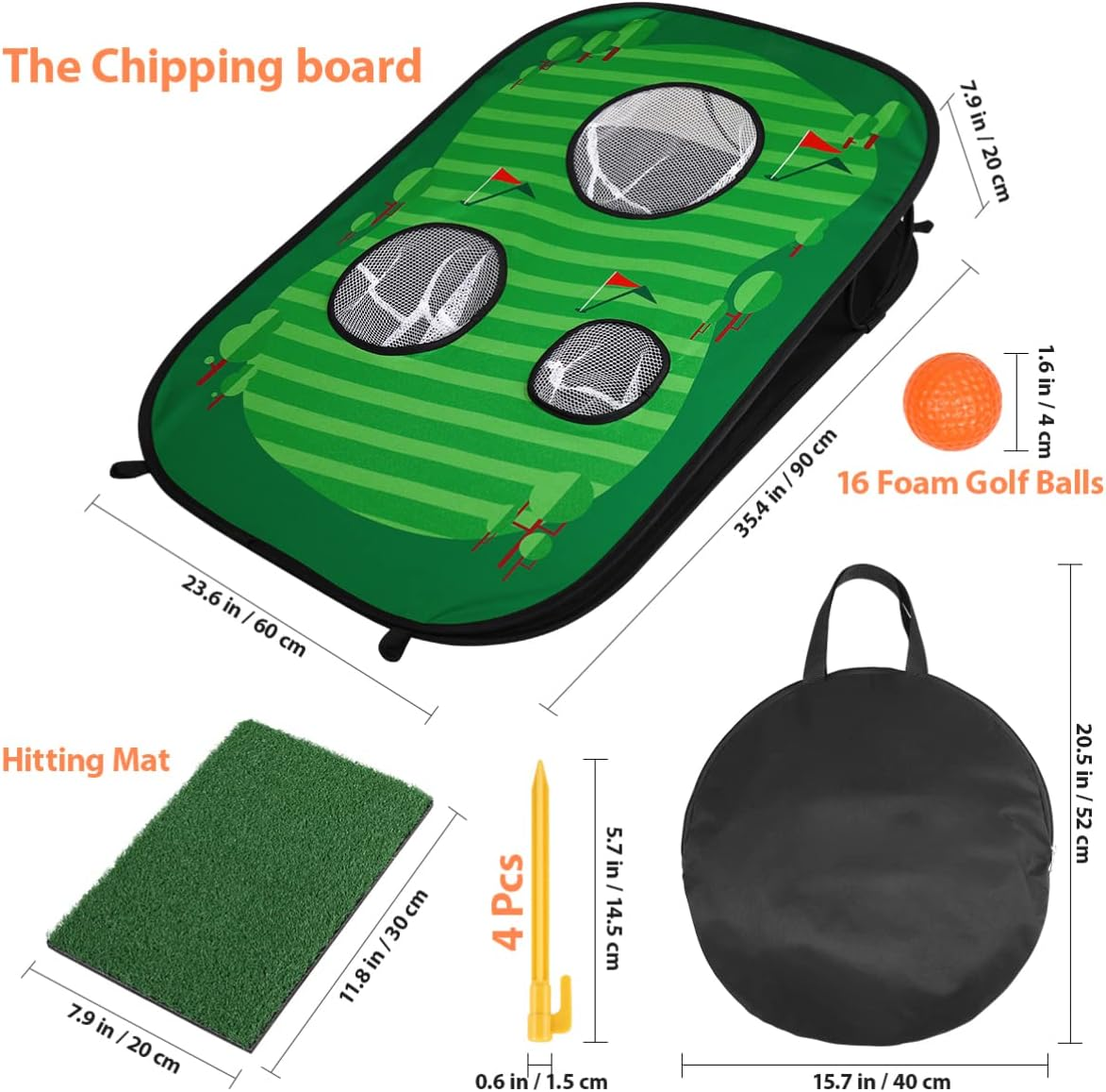 Outdoor Golf Chipping Net Game Set Foldable Practice Training Golfing Net image number 1