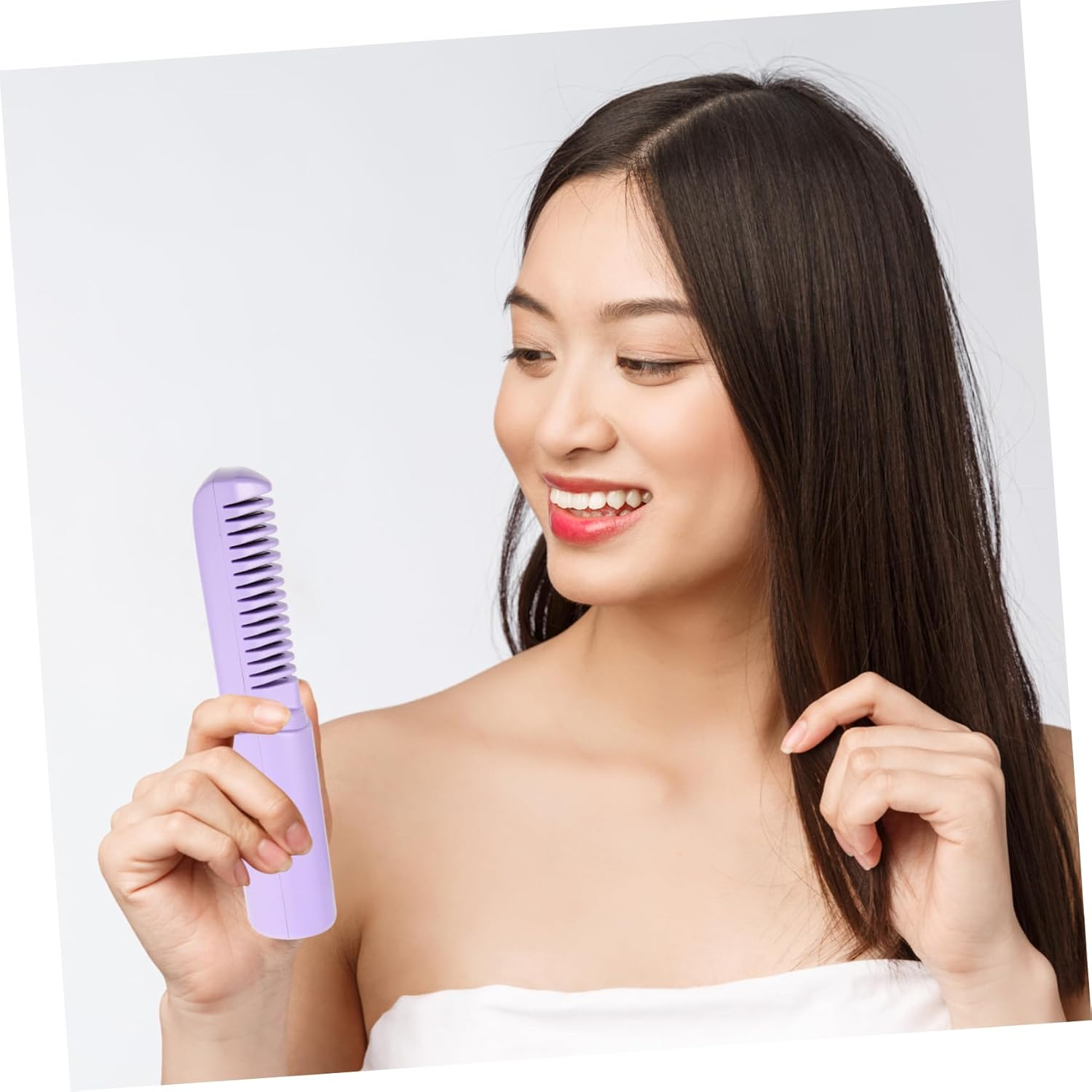 CLISPEED Portable USB Cordless Hair Straightener Brush with Scalp Massage Compact Travel Friendly Heated Comb for Gentle Damage Reducing Hair Styling image number 6