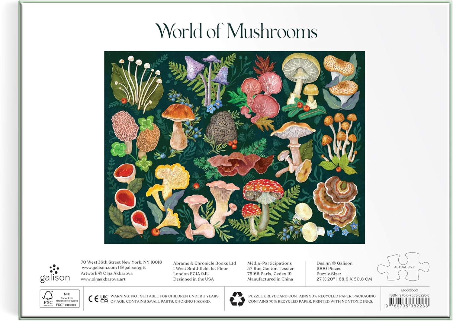 Galison 9780735382268 World of Mushrooms Puzzle (1000-Pieces) image number 1