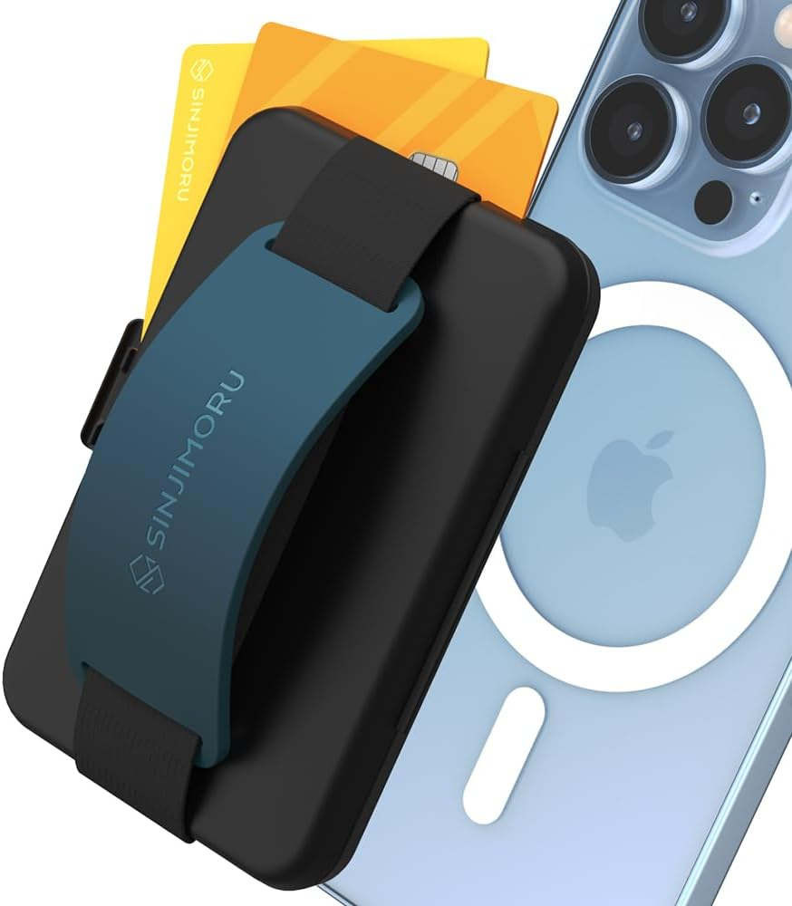 Sinjimoru for Magsafe Wallet, Secure Hard Lock Magnetic Card Holder as a Magsafe Stand and Magsafe Grip for Iphone 17 16 15 14 13. M-Card Zip Olive Grey