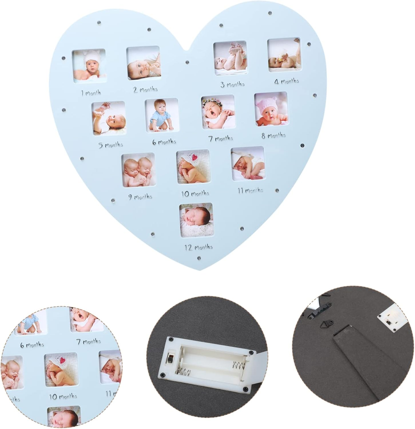 1Pc Heart Shaped Growth Record Frame with Month Photo Display for Cherishing Memories Unique Keepsake for Newborn Milestones for Wall