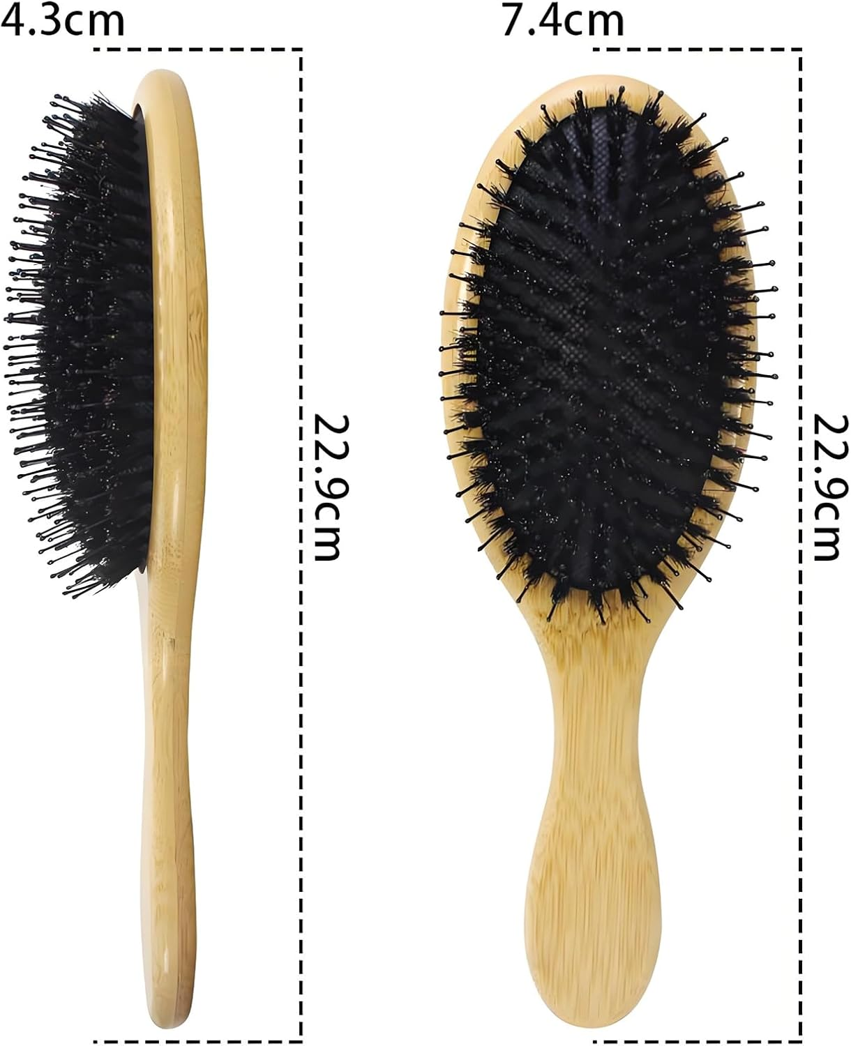 100% Natural Bristle Hair Brush | Eco-Friendly Brush Hair for Women, Men & Kids | Massaging, Detangling Hair Brush for All Hair Types | Enhances Shine,Slick Back Burshes,Bamboo Hair Brush image number 5
