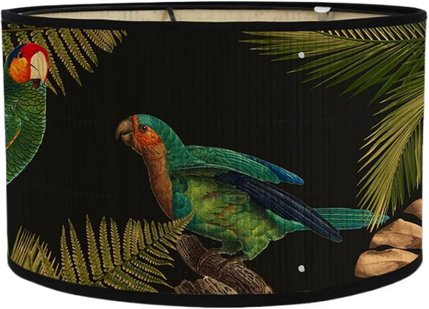 Lampshade for Table Lamps, 12X8 Modern Pattern round Drum Table Lamp Shades Easy Fit for Living Rooms, Bedroom, Hallways, Reading Room, Green Parrot image number 3