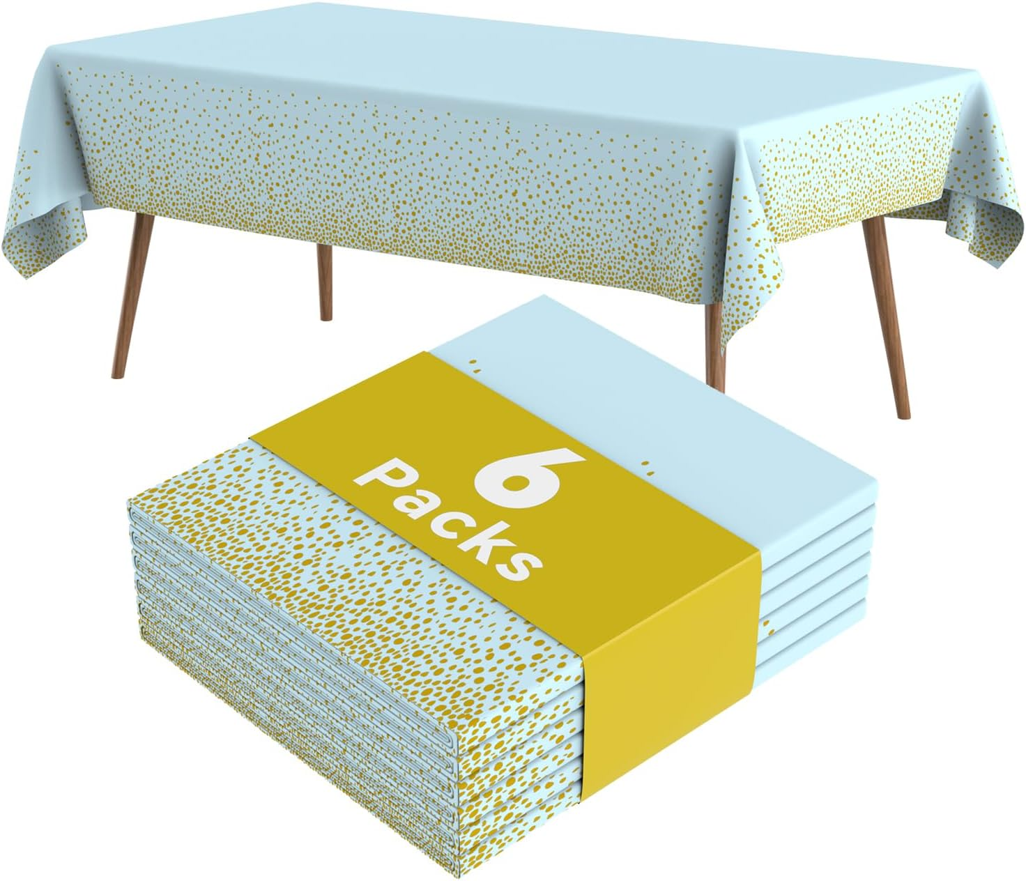 Disposable Plastic Tablecloth - 6 Pack Green Rectangle Table Cloth for Wedding, Party, Picnic, Camping, BBQ, Waterproof Table Cover, 54 X 108 Inch.