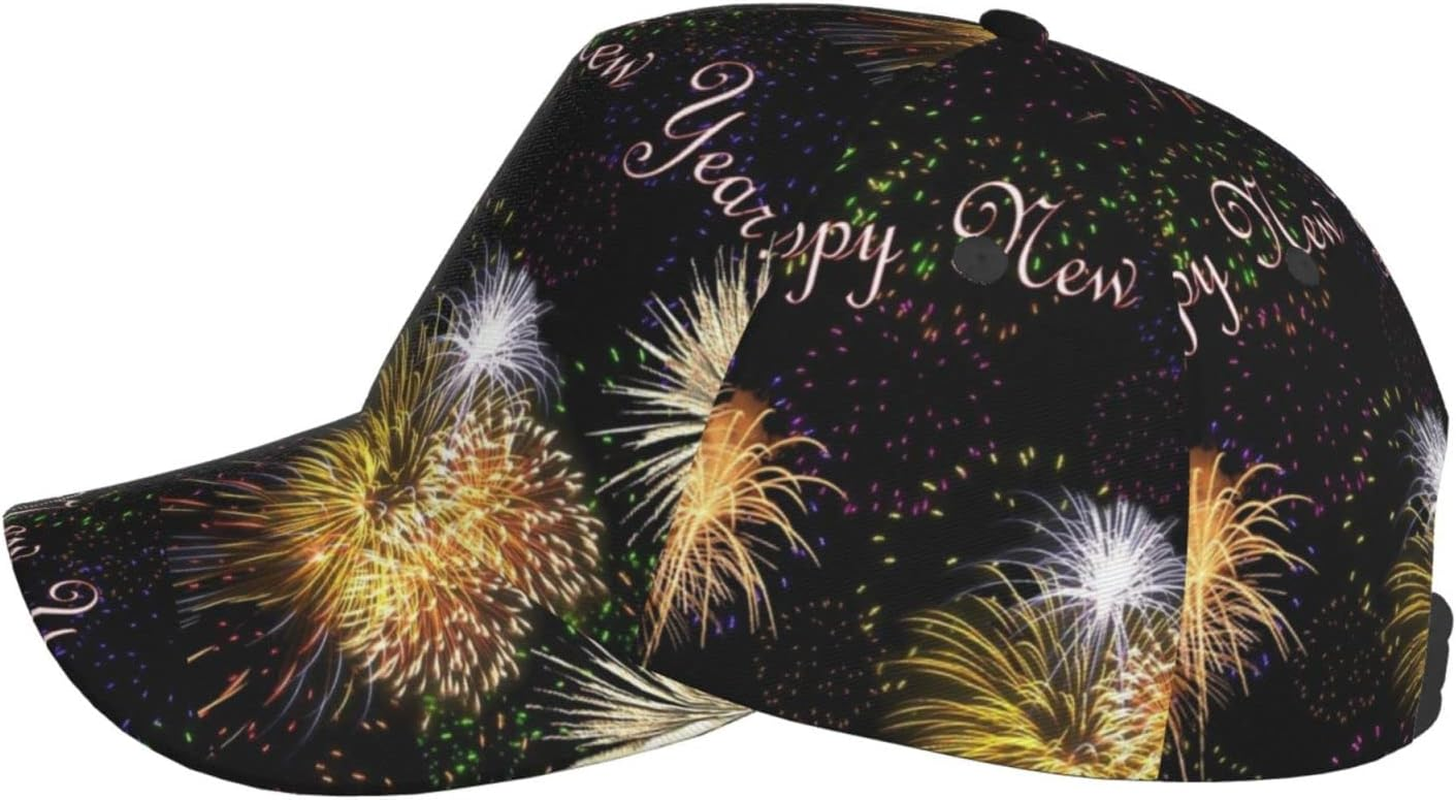 Happy New Year Baseball Cap Fits Men Women Sport Hat Versatile Washed Dad Hat with Ponytail Hole - Bright Pink Tennis Balls image number 2