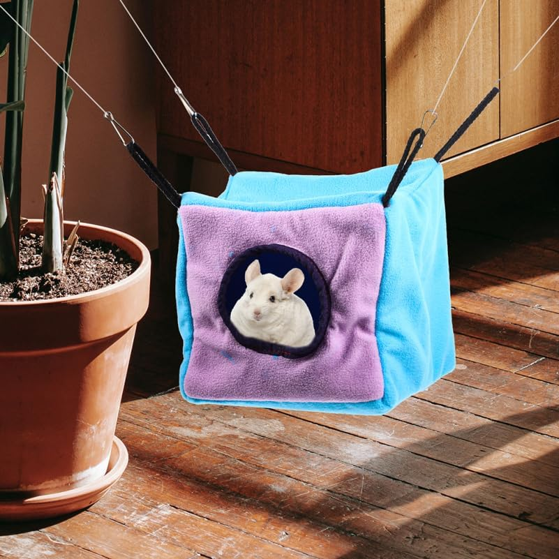 Ifundom Small Animals Cube Hammock for Ferret Rat Chinchilla Squirrel Guinea Pig Cage Hanging Warm Hideout Bed image number 6
