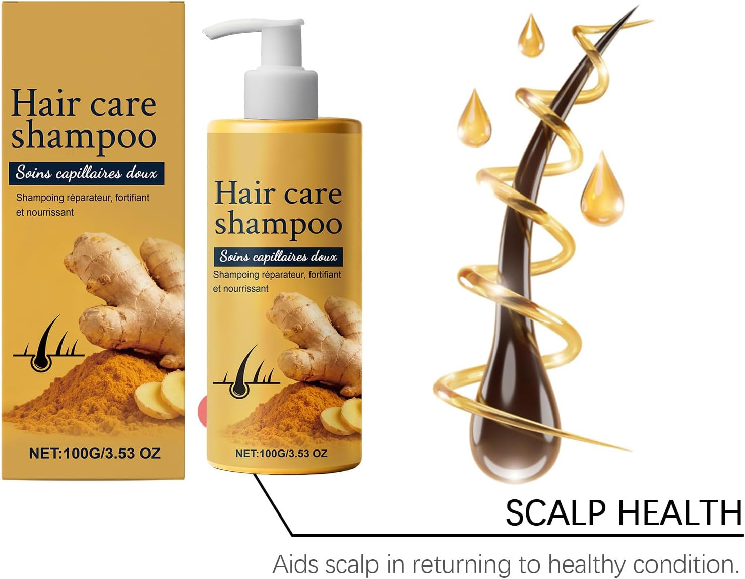 Ginger Hair Care Shampoo, Anti-Dandruff Oil-Control Hair Wash for Itchy Scalp, Ginger Root Extract Cleanse for Dry Scalp Comfort, Thickening to Reduce Breakage for Thinning Hairs (4) image number 6