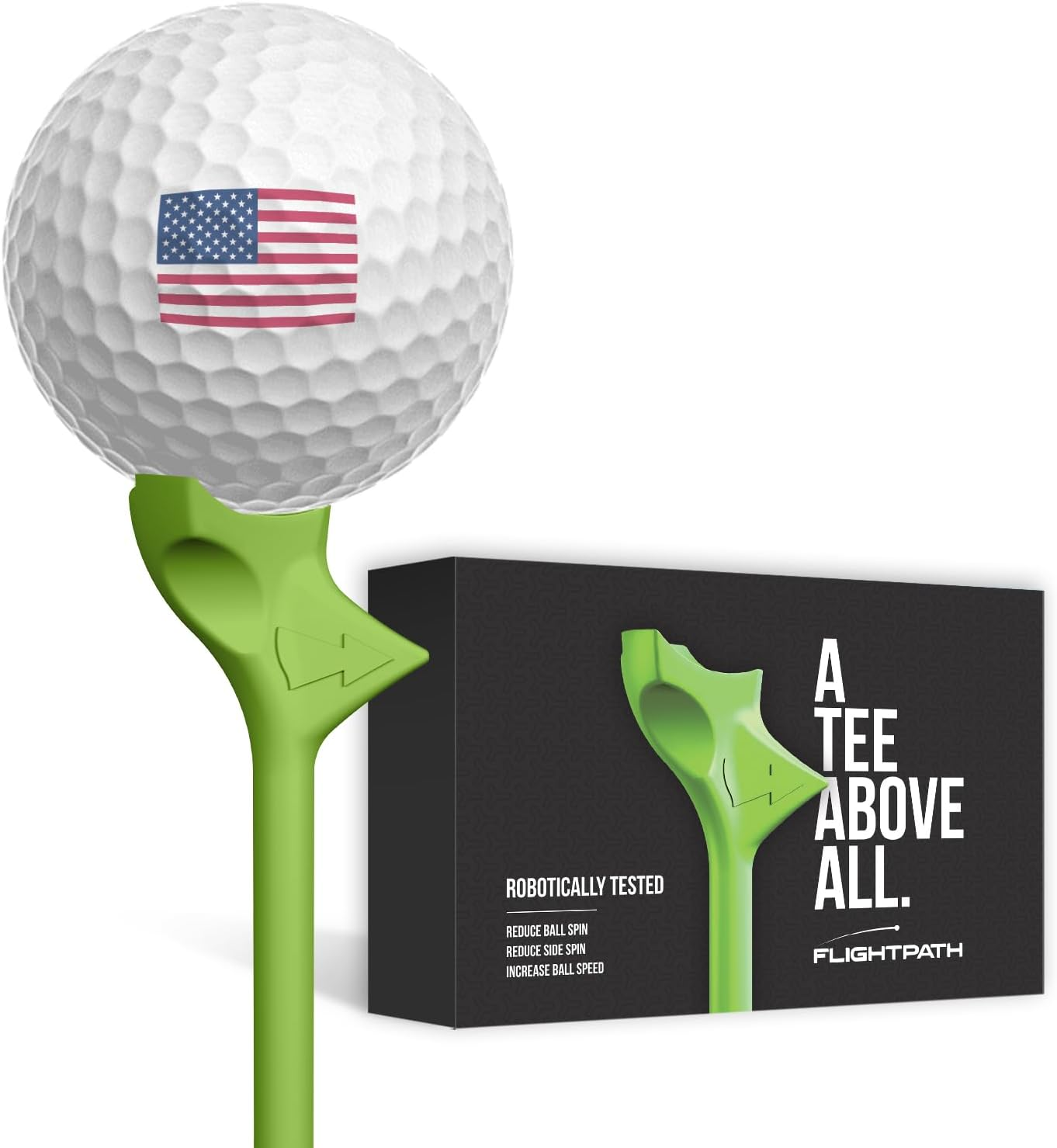 FLIGHTPATH Premium Golf Tees - Durable Plastic Golf Tees Designed to Enhance Golf Shot Distance & Precision - Robotically Tested to Reduce Ball Spin - USGA Approved Golf Equipment