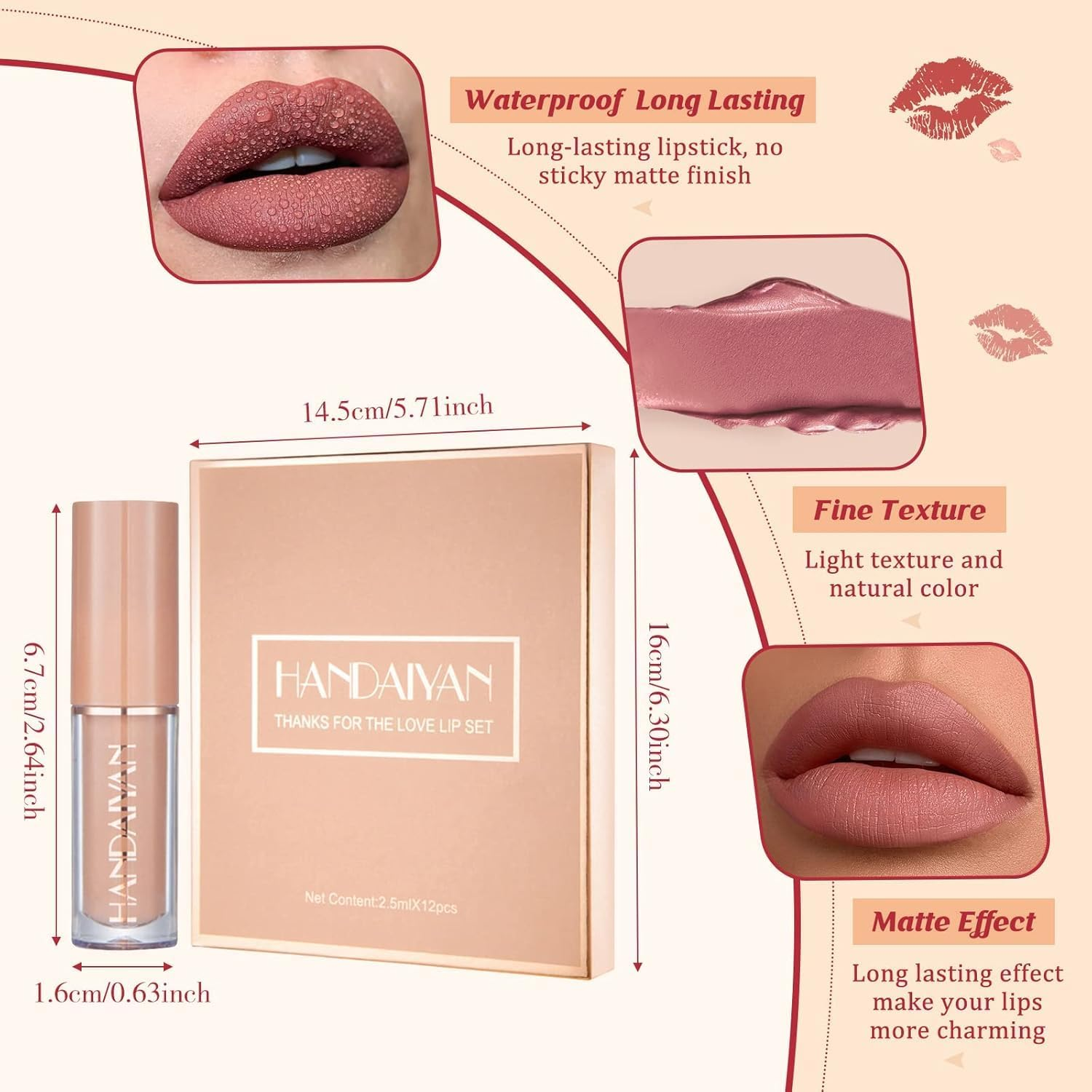 12Pcs Lip Gloss Make-Up Set, Matte Liquid Lipstick Lip Tint Stain Waterproof Long-Lasting Velvet Lipgloss Make up Gifts for Women Teenage Girls Birthday Valentine'S Day image number 4