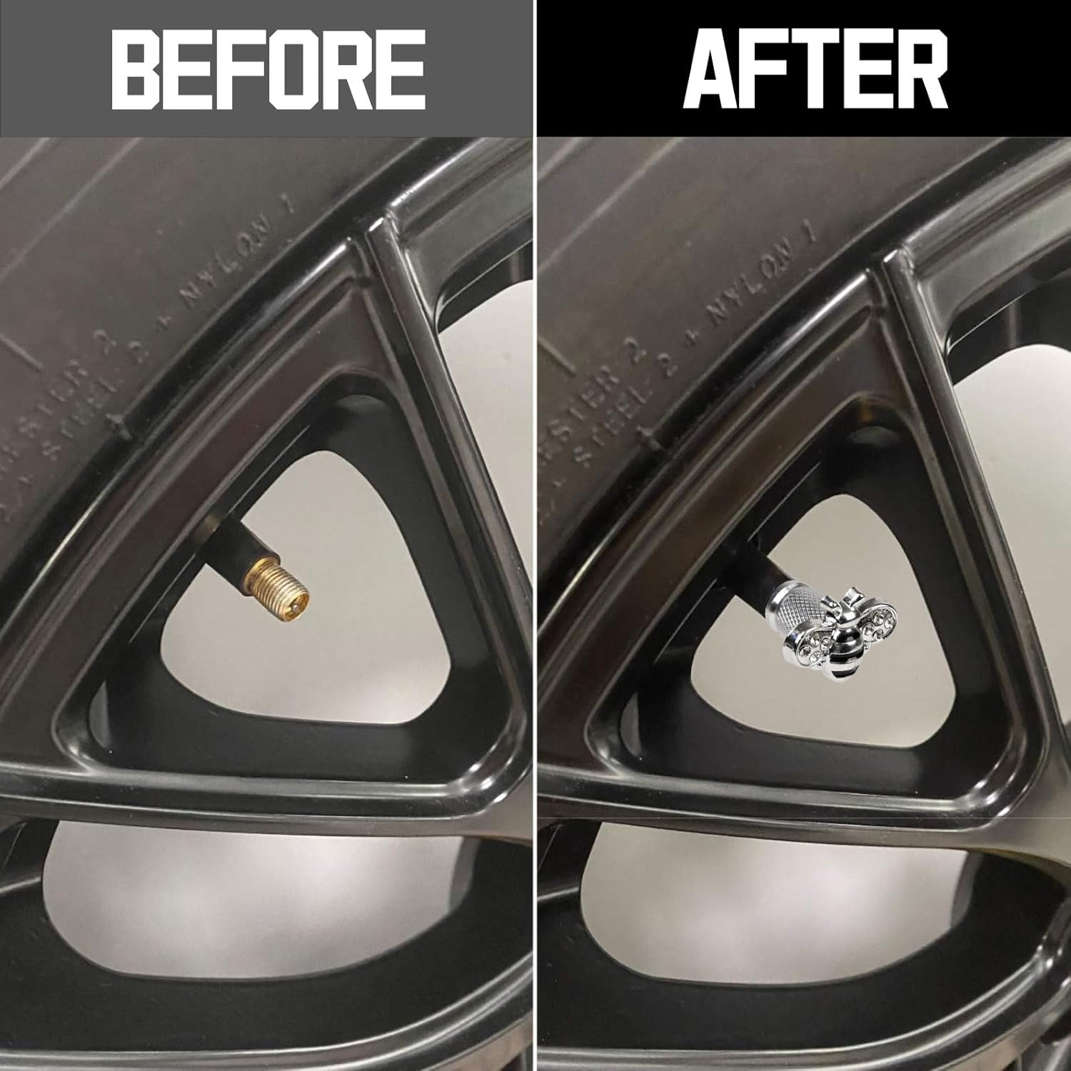 4 PCS Bee Tire Valve Stem Caps, Universal ABS Aluminium Alloy Dustproof Tire Valve Stem Covers for Cars, SUV, Trucks, Motorcycles, Bikes (Bee)