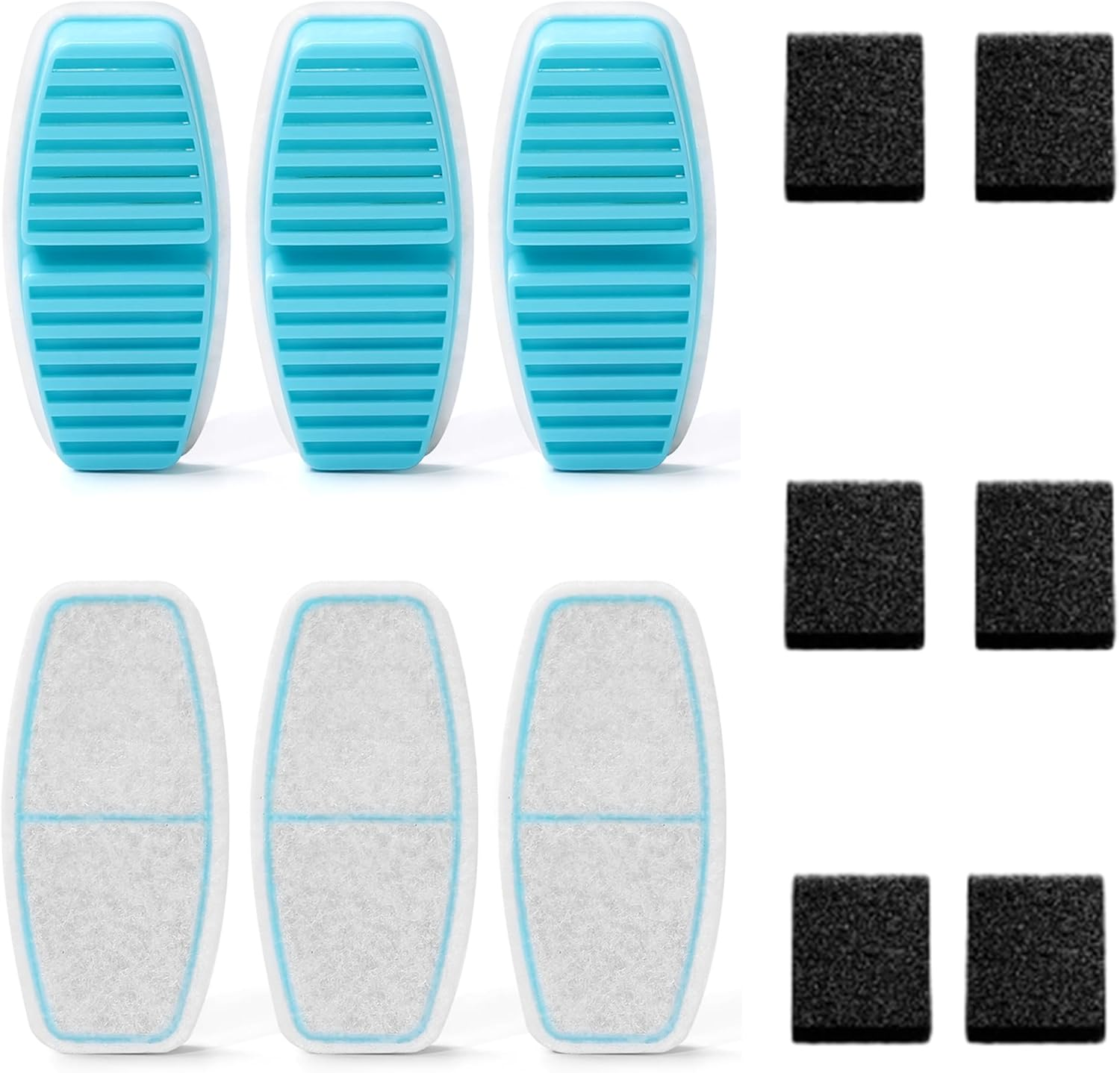 FOFNON 12 Filters for Cat Fountains, 6 Pieces Filters + 6 Pieces Foam Filters for Cat Drinking Fountain, Triple Filtering, Suitable for B0CQXCHCMM & B0CQXCHQJV image number 3
