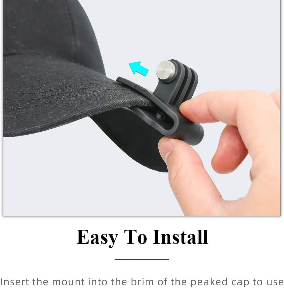 SUREWO Baseball Hat Clip Mount Baseball Cap Clamp Quick Release Mount Compatible with Gopro Hero 13 12 11 10 9 8 7 6 5 Black,Dji Osmo Action 5 Pro/4/3/2,Akaso/Crosstour/Campark and More image number 2