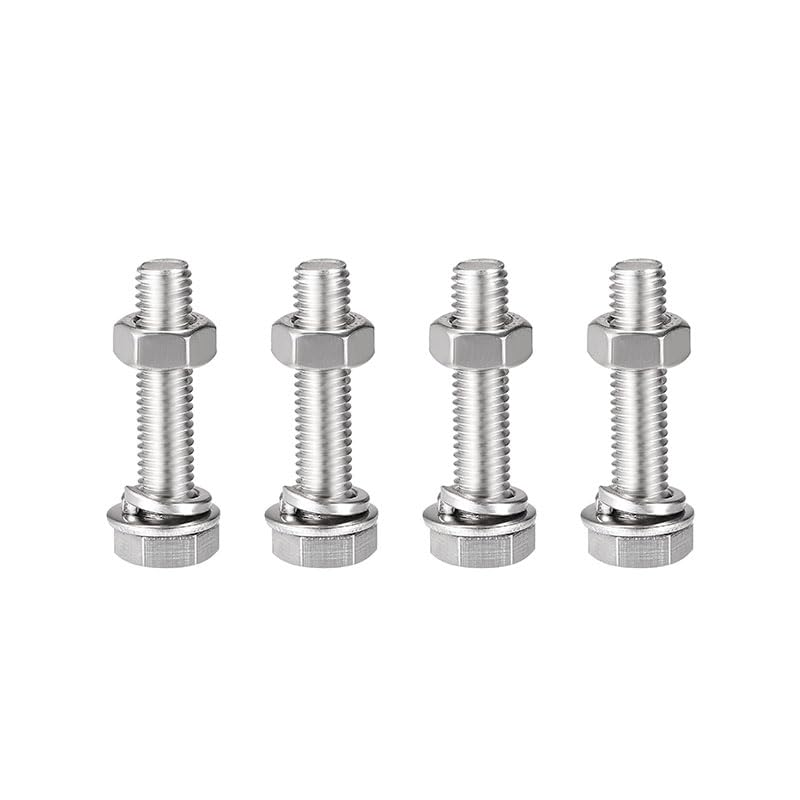 4Pcs M8 X 35Mm Stainless Steel Bolt Kit - Hex Head Screws with Nuts & Washers for Bike/Motorcycle/Garden DIY Repairs, Fully Threaded Rust-Resistant Hardware Set image number 5