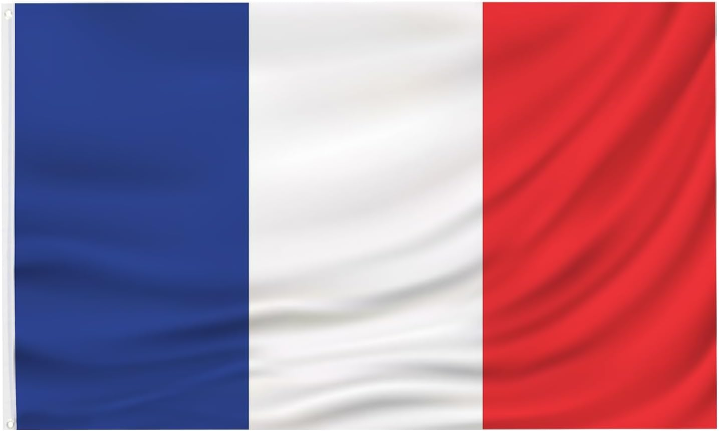 France Flag 90 * 150 CM, French Flag, Polyester Thickness, Fade Resistant, Brass Grommets, Canvas Header, Indoor,Outdoor, Vibrant Colors,Not Fear of Rain and Snow image number 2