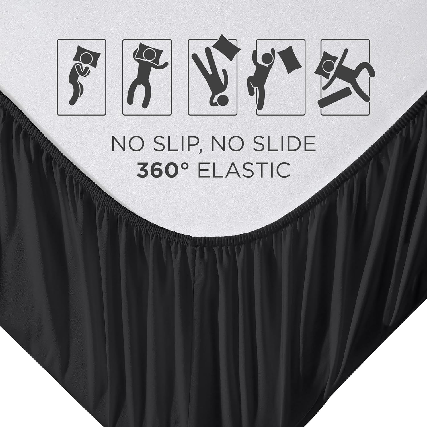 Royale Linens Fitted Sheet Queen - Brushed Hotel Quality 1800 Ultra-Soft Wrinkle & Fade Resistant - Bottom Sheet - Deep Pocket Stretches up to 16" - Fitted Sheet Only - Elastic Sheet (Queen, Black)