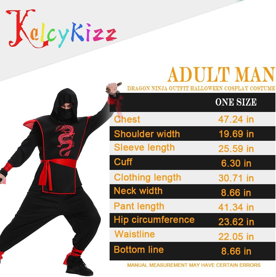 Men'S 5 Pc Dragon Ninja Outfit Halloween Cosplay Costume image number 2