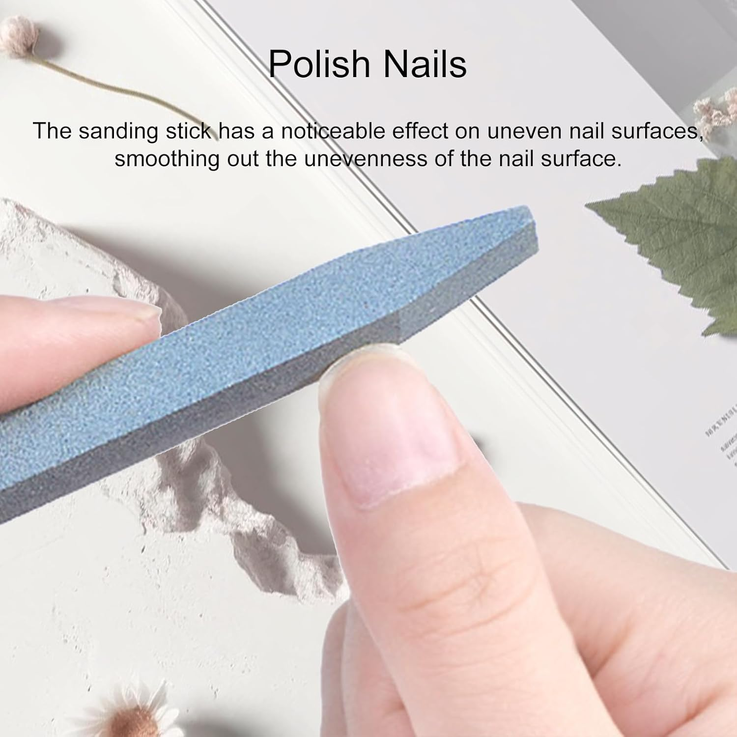 Jaasuee 8 Pieces Stone Nail File and Pumice Stone Stick Set - Nail Cuticle Pusher and Buffing Tool for Home and Salon Use image number 3