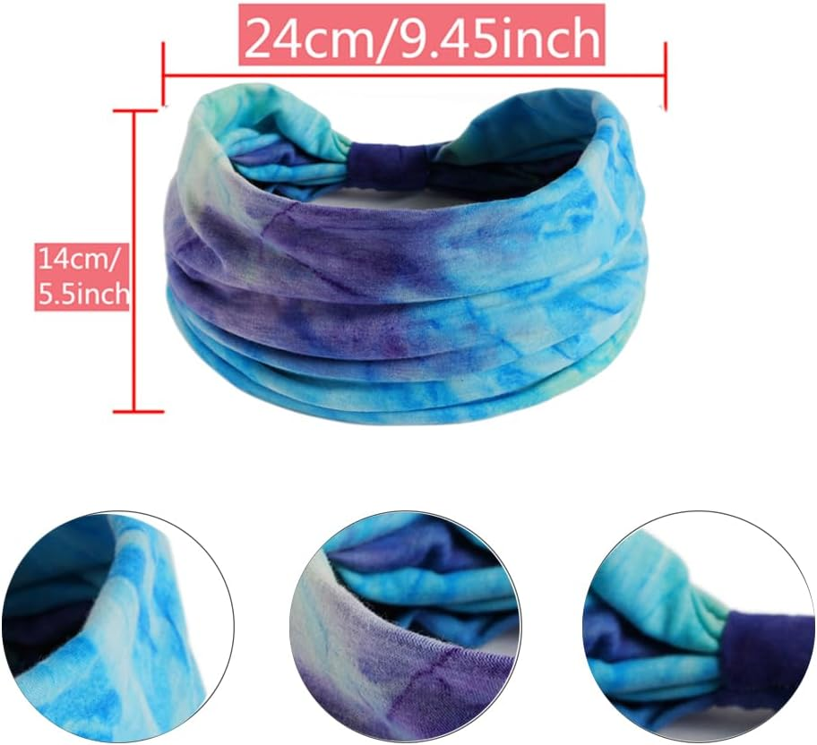 6 Pieces Headbands for Women, Wide Boho Headscarves, Non-Slip Bandanas, Hair Bands, Elastic Hair Accessories, Knotted Turbans Head Wrap Adults (14 Multicolours) image number 2