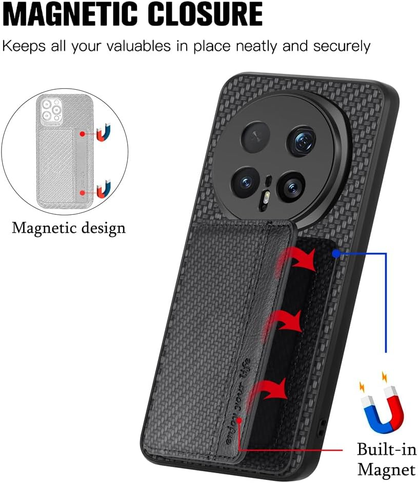 MOJIA Case for Honor Magic8 Pro/Magic 8 Pro, Ultra Thin TPU Non-Slip Shockproof Mobile Phone Case, Protective Cover with Card Pocket and RFID Shielding, Black - Black image number 2