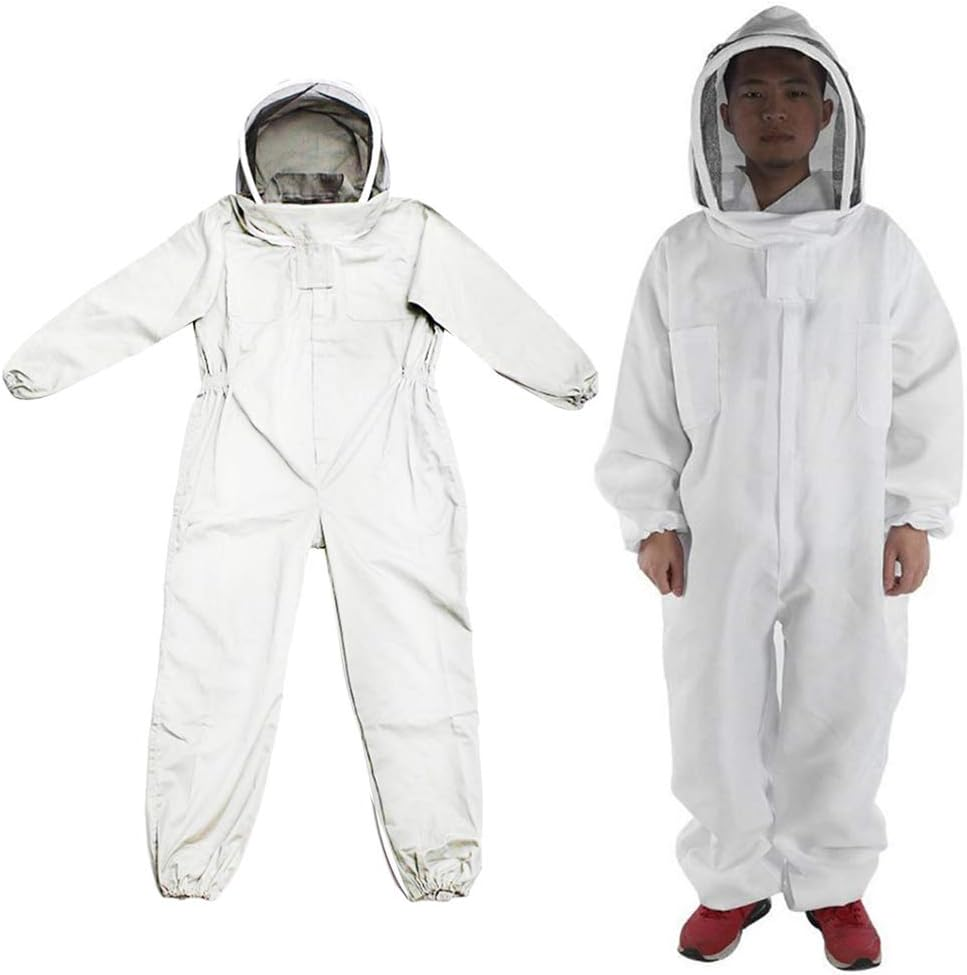 Oshhni Beekeeper Suit Bee Keeping Hooded Beekeeping Suit Jacket White, White, L image number 4