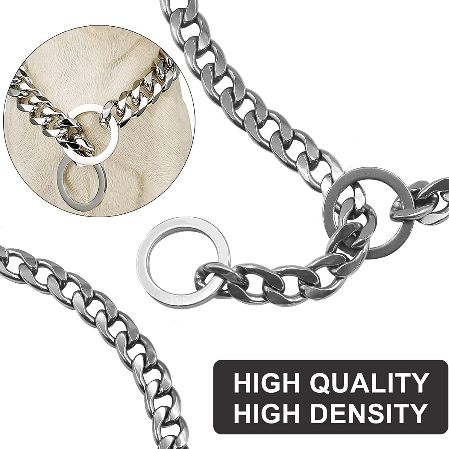 Chain Dog Training Choke Collar, Adjustable Stainless Steel Chain Slip Collar, Strong, Durable, Weather Proof, Tarnish Resistant Metal Chain, Best for Small Medium Large Dogs (S)