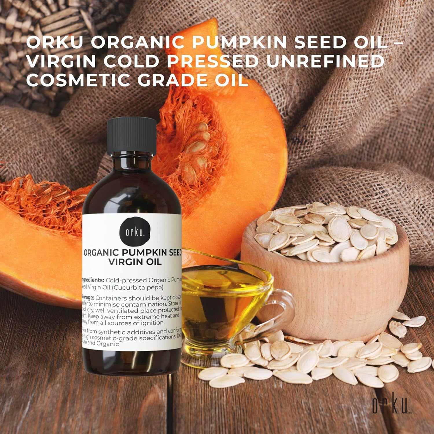 Orku 250Ml Organic Pumpkin Seed Oil &ndash; Virgin Cold Pressed Unrefined Cosmetic Gr. image number 1