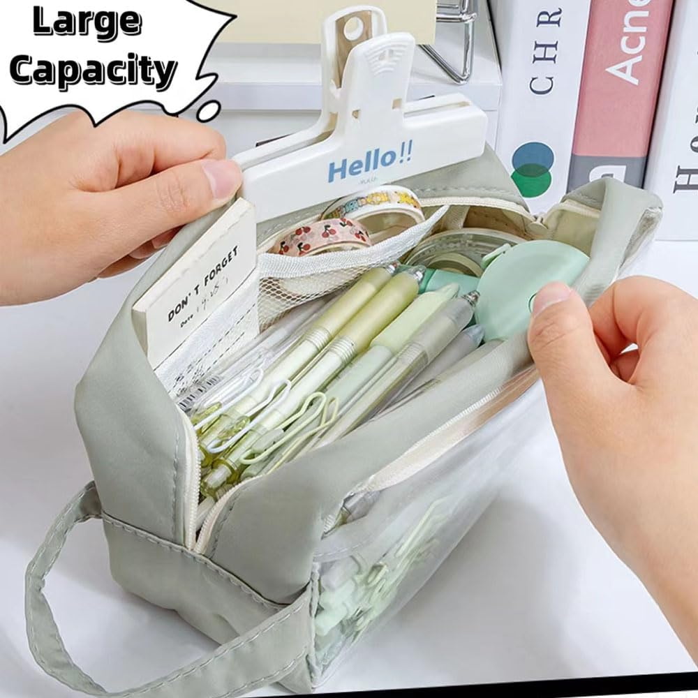 Clear Pencil Pouch Aesthetic School Supplies Large Cute Pencil Case for Girls Preppy Pencil Case Aesthetic image number 5