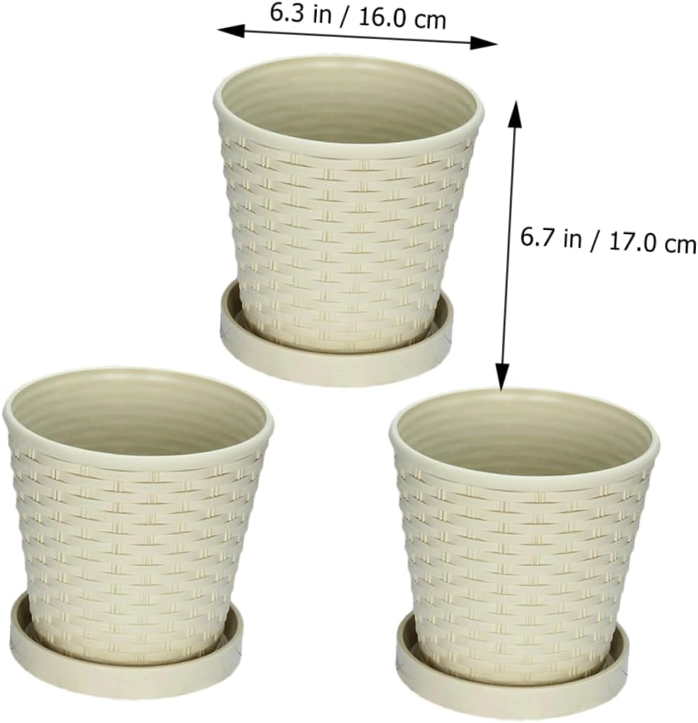 3Sets Resin Flower Pots for Garden Decoration Simple Design Resin Plant Pots for Succulents Indoor Outdoor Use image number 3