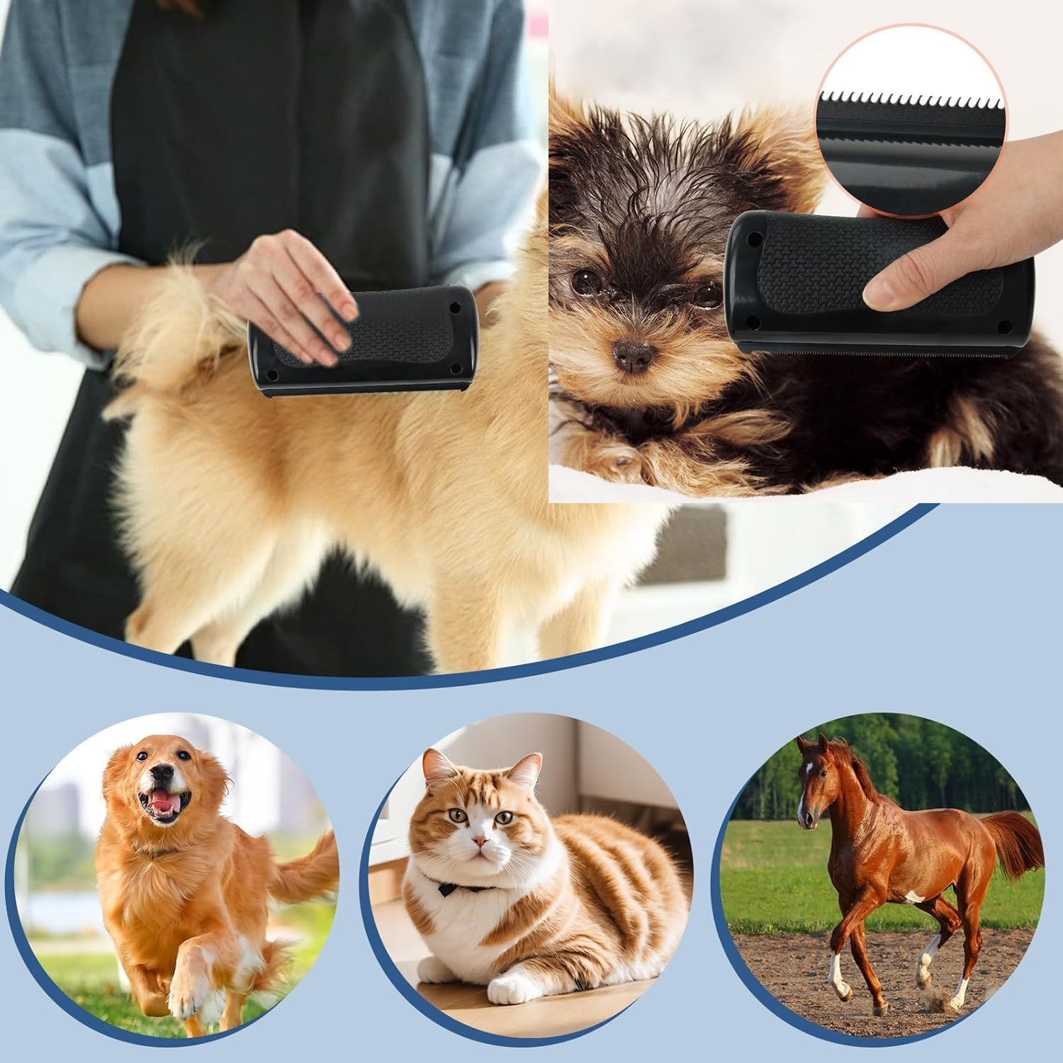 Groompro Deshedding Brush, Rhykin Brush for Pets, Shedding & Grooming Supplies, Pet Hair Removal Tool for Cats, Dogs, Rabbits, Horses image number 2