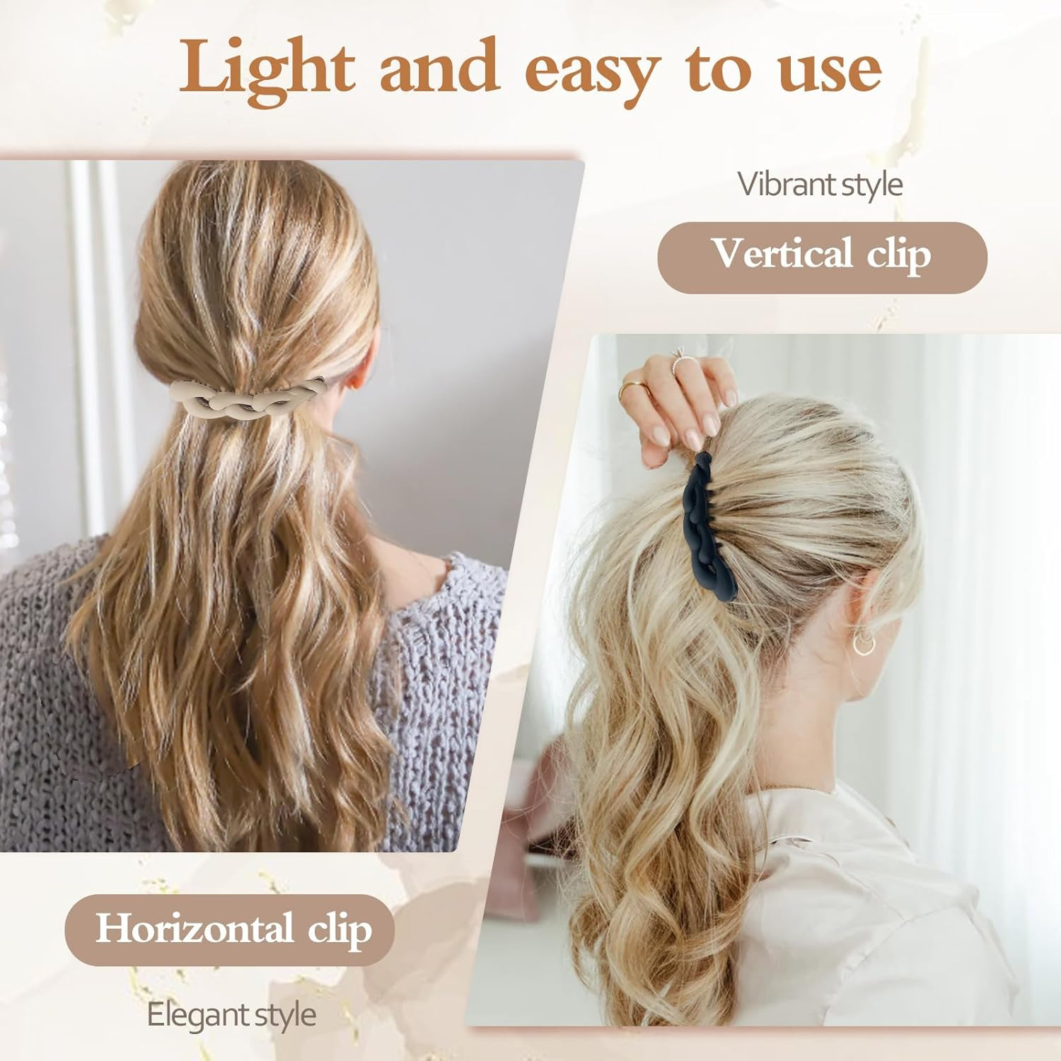 NATOSU 4 Pieces Banana Hair Clips, Vintage Banana Clip, Ponytail Holder, Banana Clips, Fish Clips, Non-Slip Ponytail Holder Clip for Women image number 2