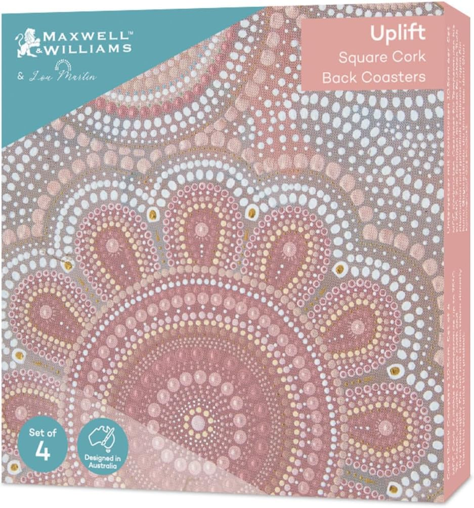 Maxwell & Williams Lou Martin Uplift Cork Back Coaster 10.5Cm Set of 4 Gift Boxed