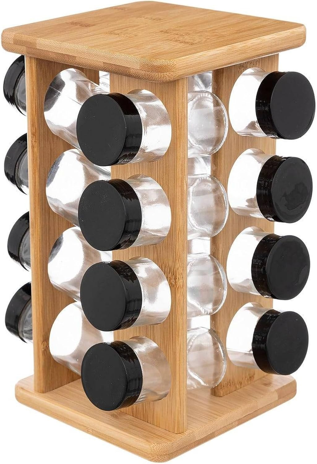 WELL HOME Rotating Spice Rack for 16 Spices Made of Bamboo image number 2