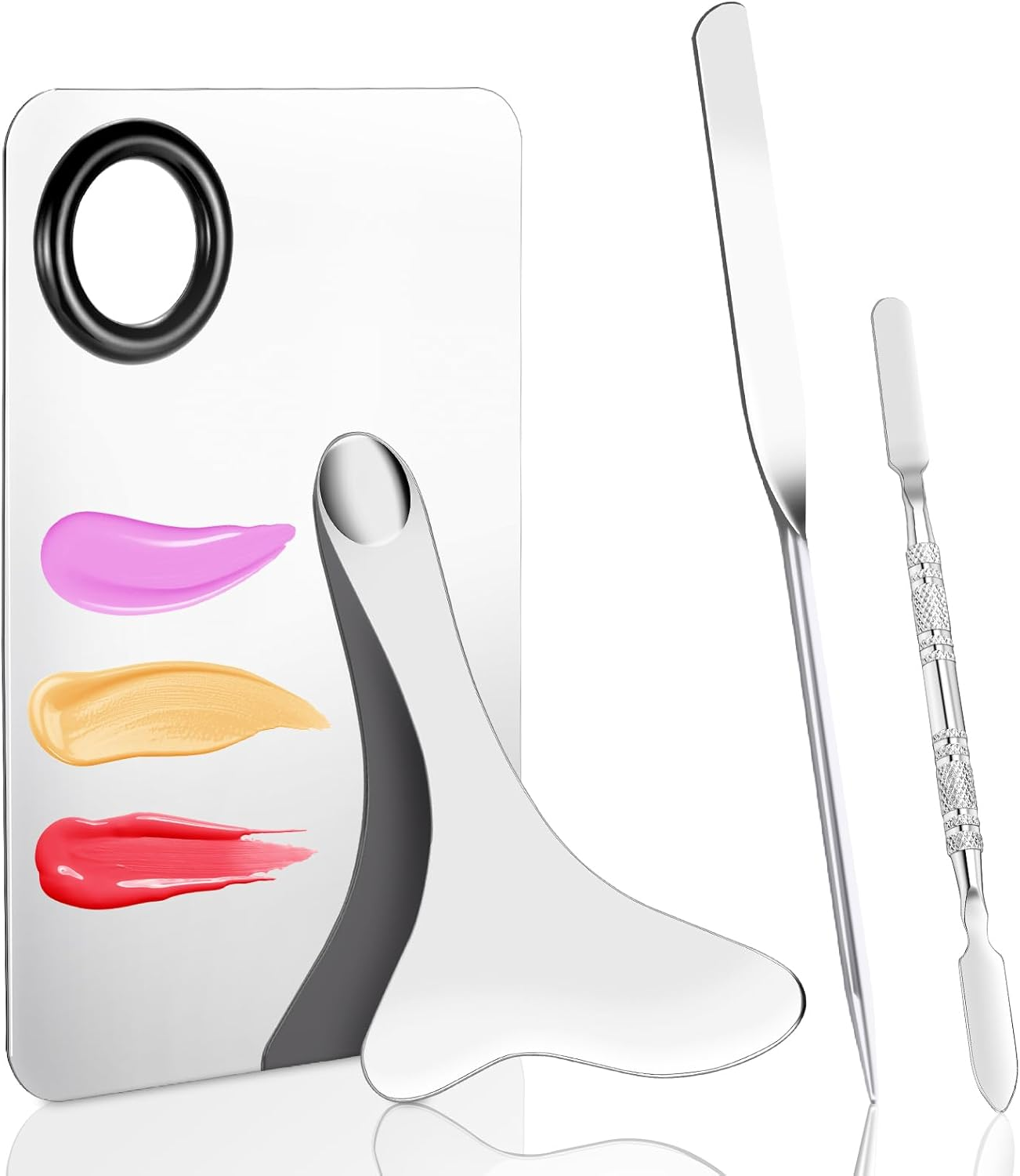 4 Pcs Makeup Spatula Korean Set, Spatula Makeup Korean Foundation Spatula, Stainless Steel Cosmetic Makeup Palette, Korean Makeup Spatula, Makeup Mixing Palette Cosmetic Spatula Skin Care Spatula Tool image number 1