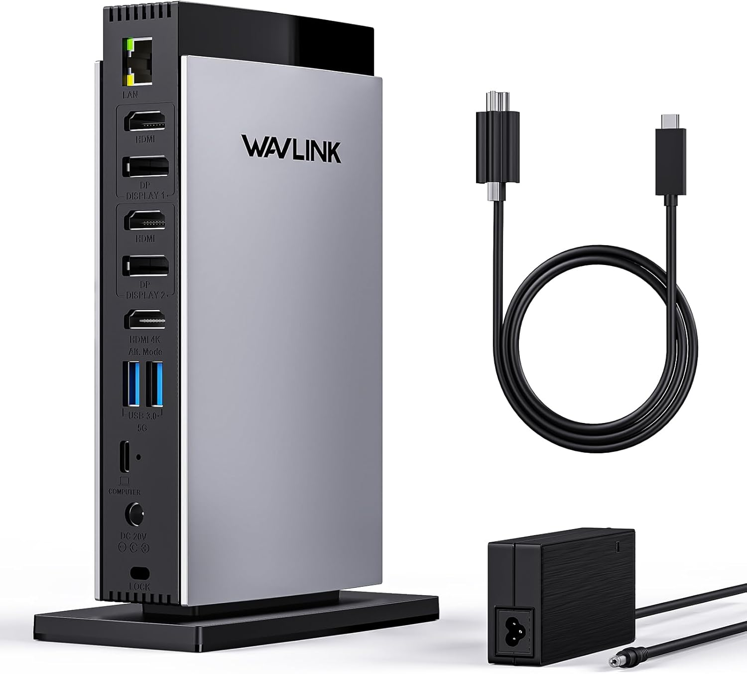 WAVLINK Displaylink Docking Station 3 Monitors with 130WPD Power Adapter, USB C Laptop Dock for M1/M2/M3/M4/Mac and Windows, Thunderbolt 4/3 image number 1