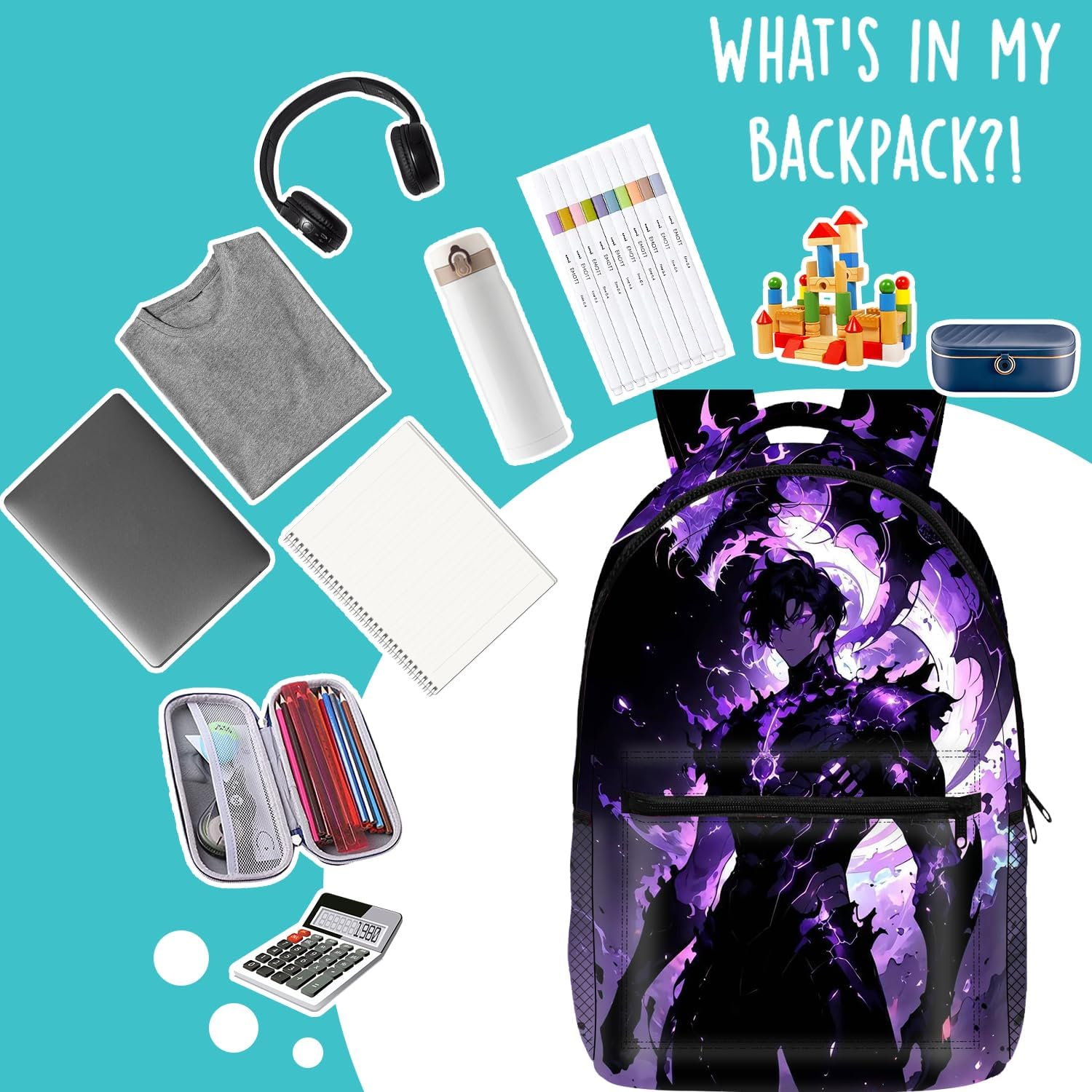 UBBY Solo Leveling 3D Printed Children'S School Backpack for Students - 41 X 30 X 14 Cm (16 Inches) Cool Style School Backpack Children'S Backpacks for Teenagers & Children Book Bags - Stone Statue image number 4