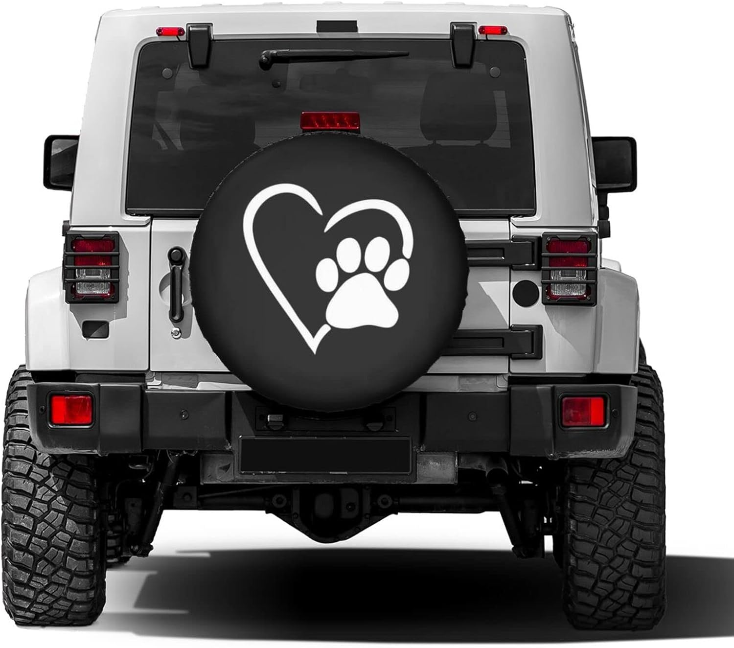 Foruidea Dog Pet Paws Love Heart Spare Tire Cover Dust-Proof Wheel Tire Cover Fit Trailer, RV, SUV and Many Vehicle 15 Inch image number 1